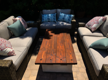 Built a table top for a firepit and stained